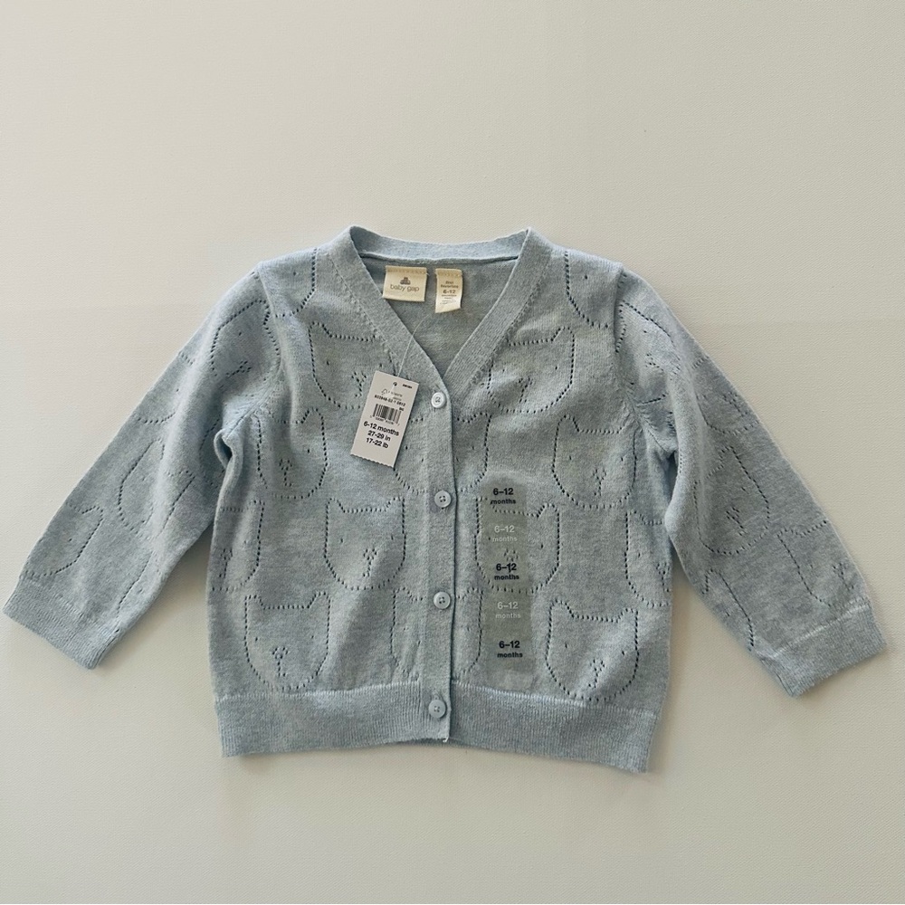 GAP 6-12 Months Baby Girl Light Blue Cardigan Sweater NWT